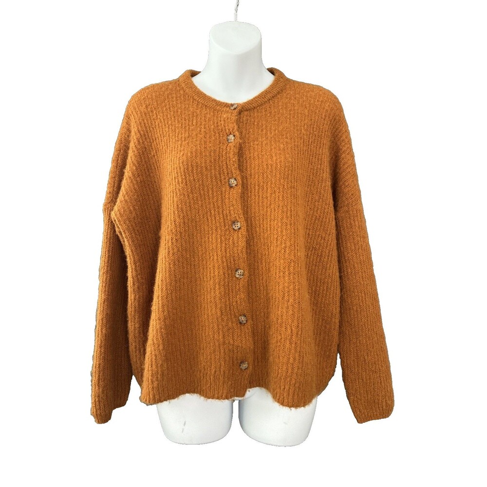 Madewell Bellaire Alpaca Blend Cardigan Sweater Small Golden Pecan Quiet Luxury